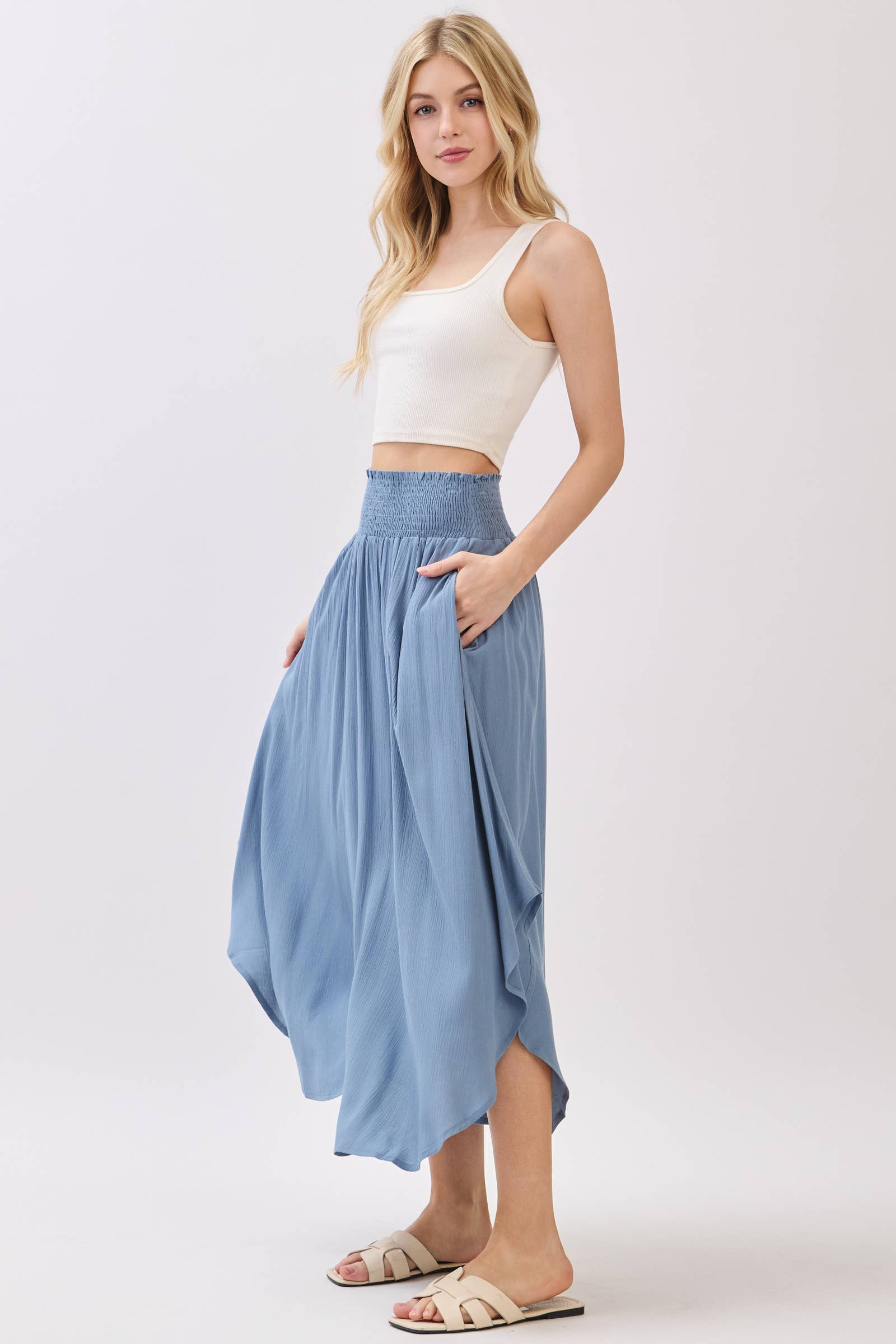 Light Shadow Blue Maxi Skirt