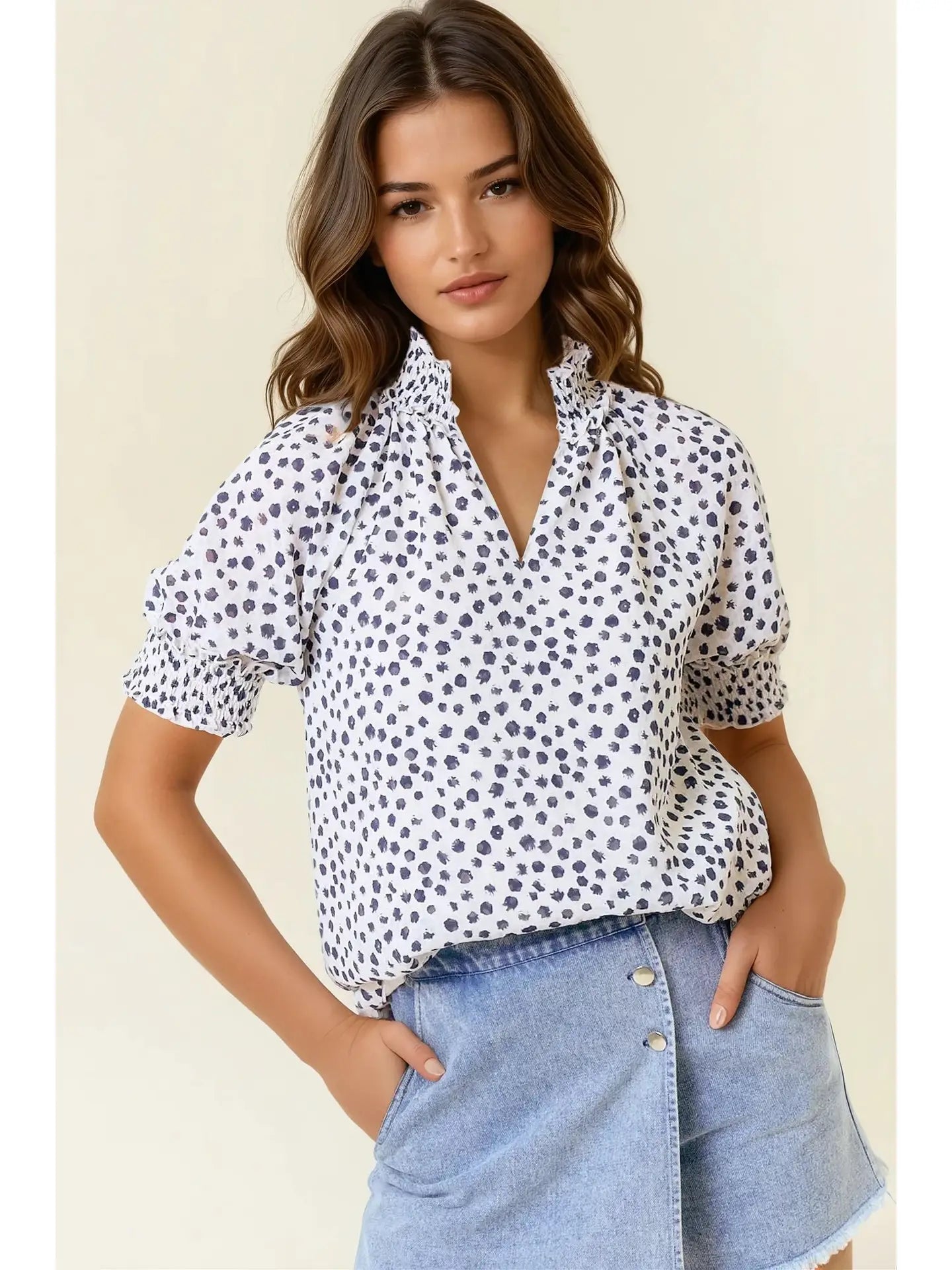 Jacquard Dot Print Blouse