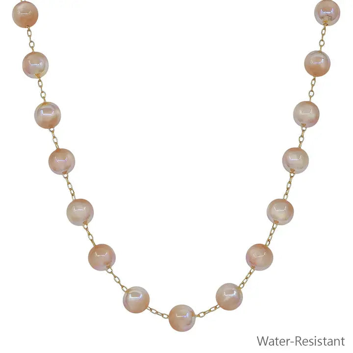 Gold Chain with 10mm Mocha "Candy" Beaded 17" Necklace