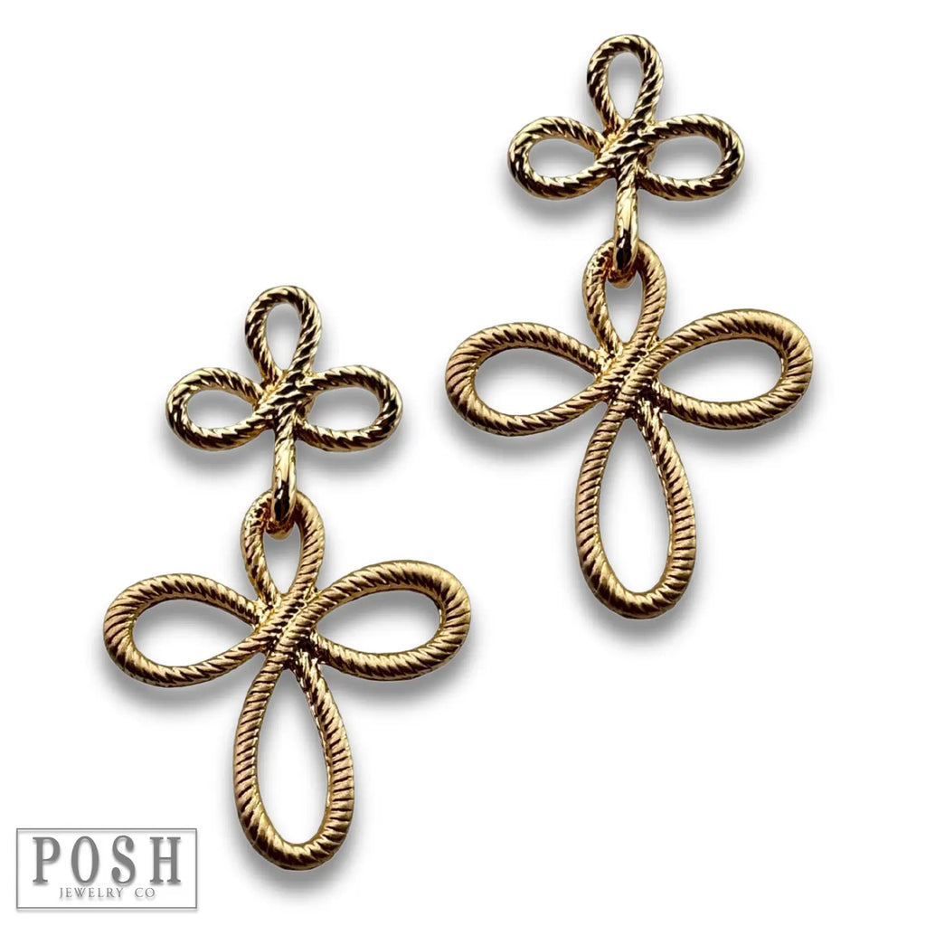 Double Cross Textured Earring