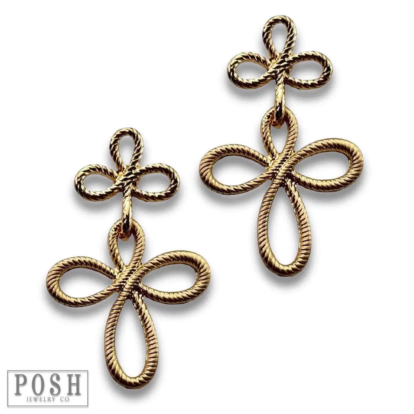 Double Cross Textured Earring