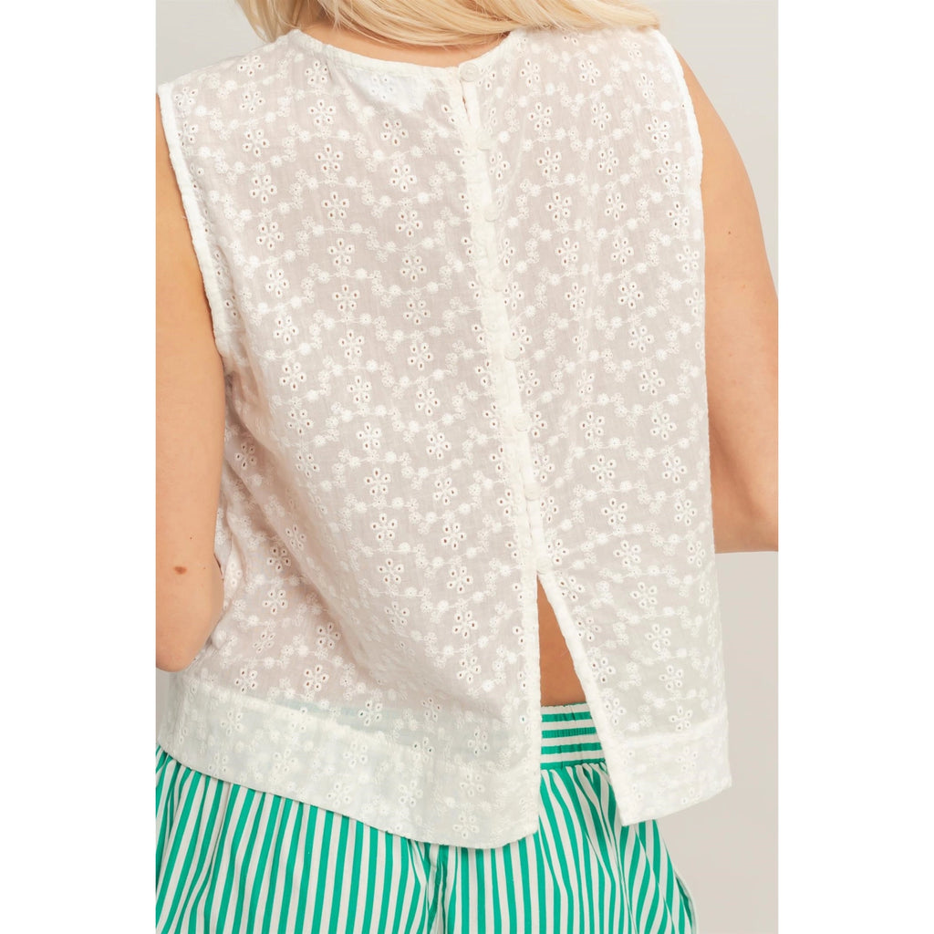 Cotton Eyelet Button Back