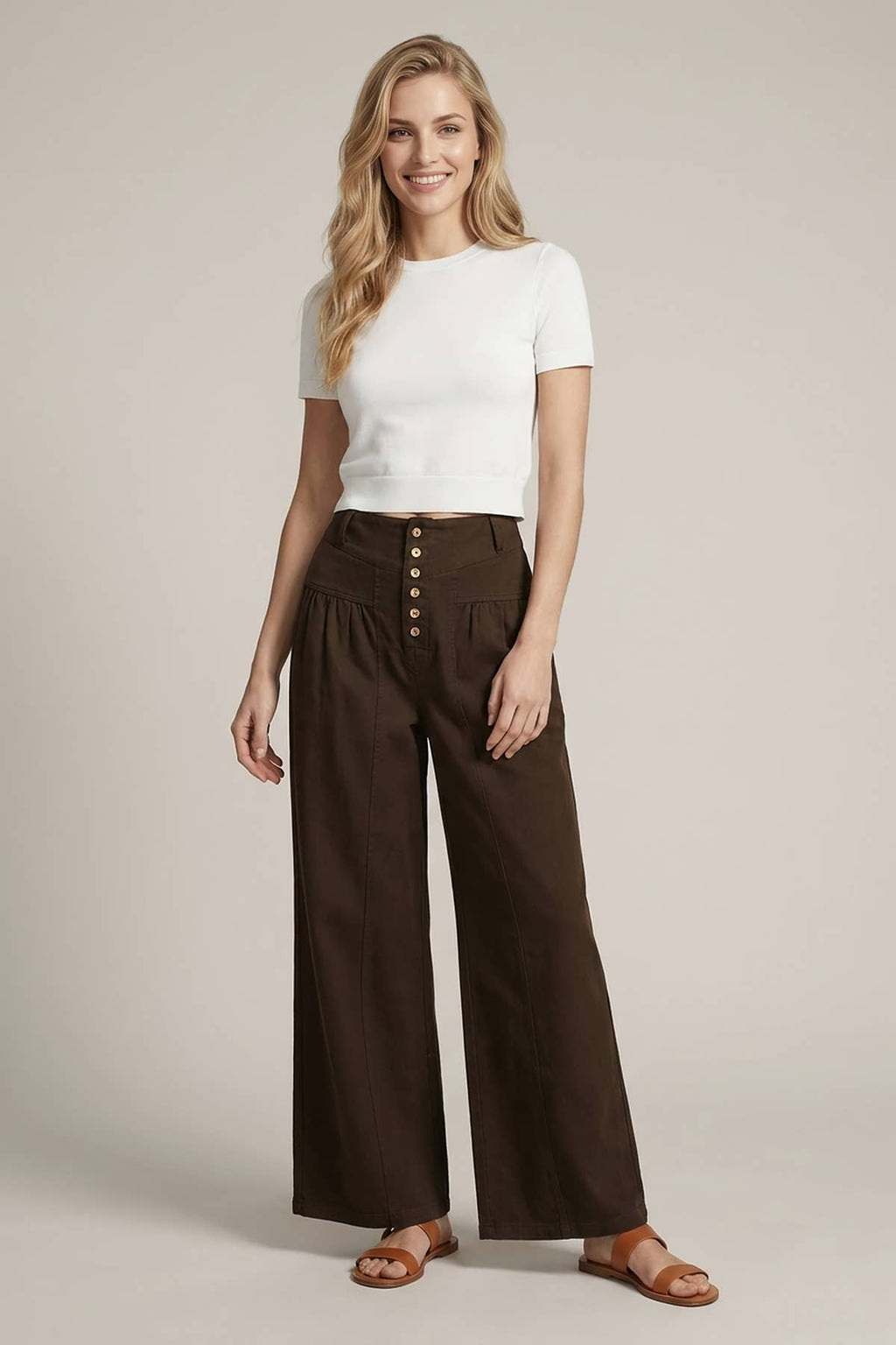 Cotton Twill Wide leg Pant