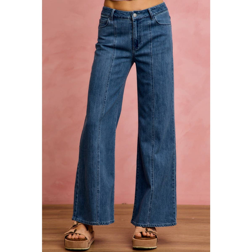 Seam Detail Stretch Mid Rise