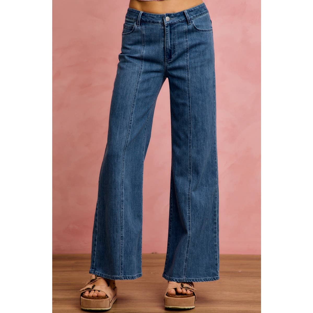 Seam Detail Stretch Mid Rise
