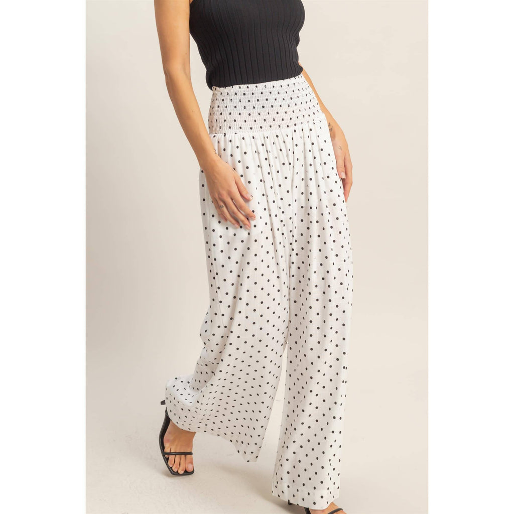 Polka Dot Wide-Leg Pants