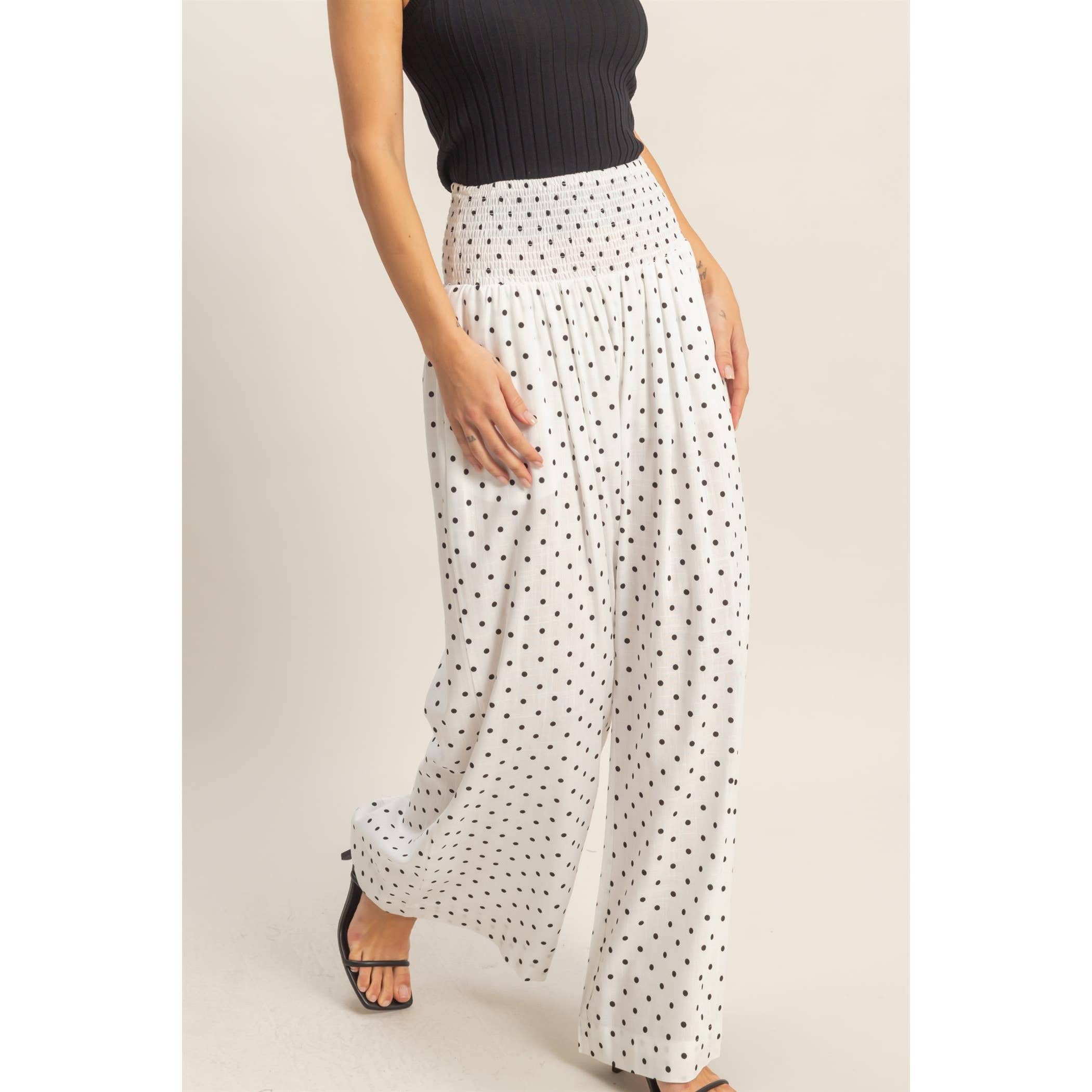 Polka Dot Wide-Leg Pants