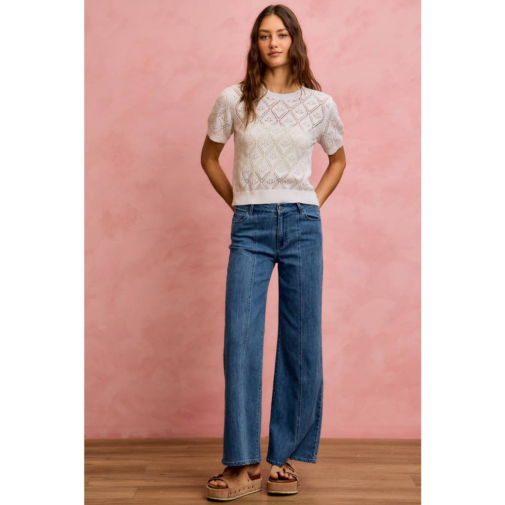 Seam Detail Stretch Mid Rise