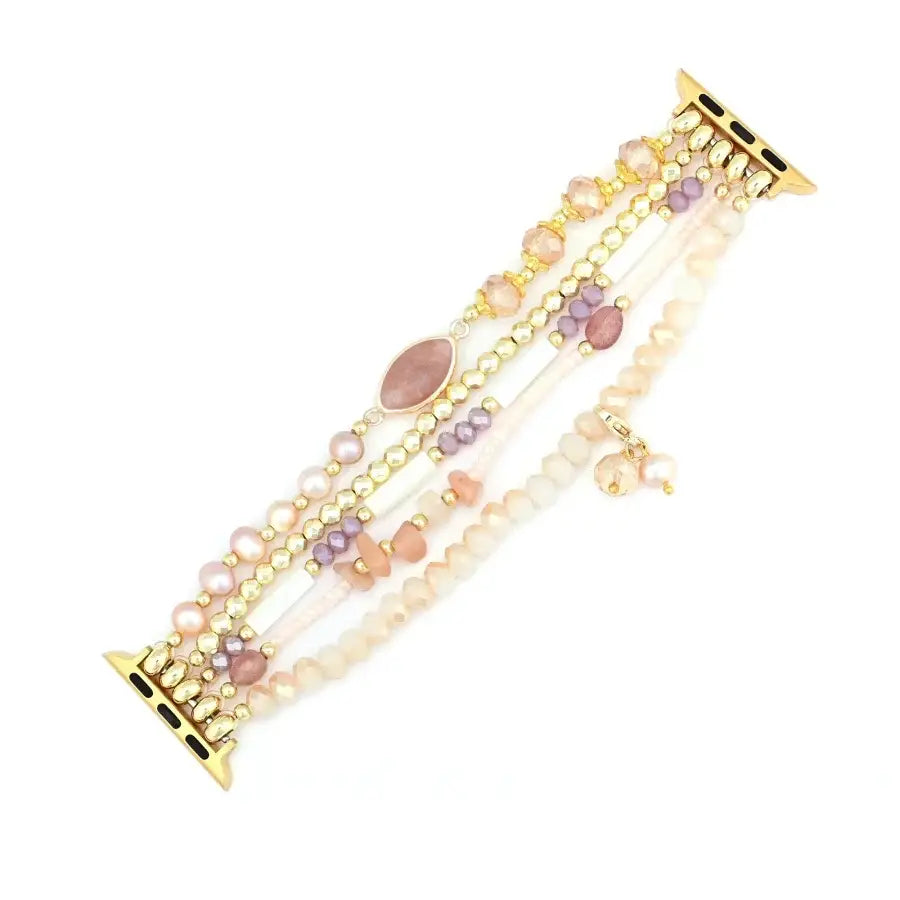 Pink Aventurine & Pearl Stretchable Apple Watch Band