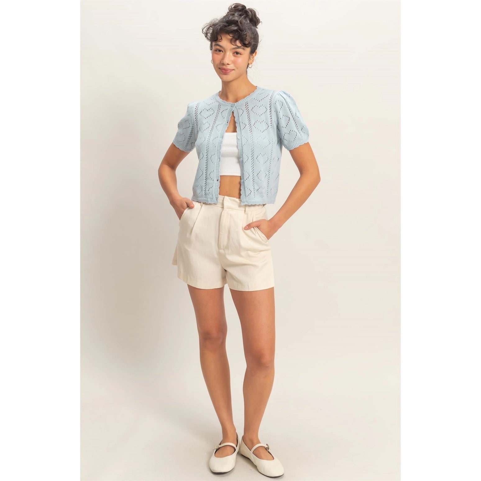Ice Blue Pointelle Cardigan