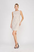 Natural Grid Pattern Dress