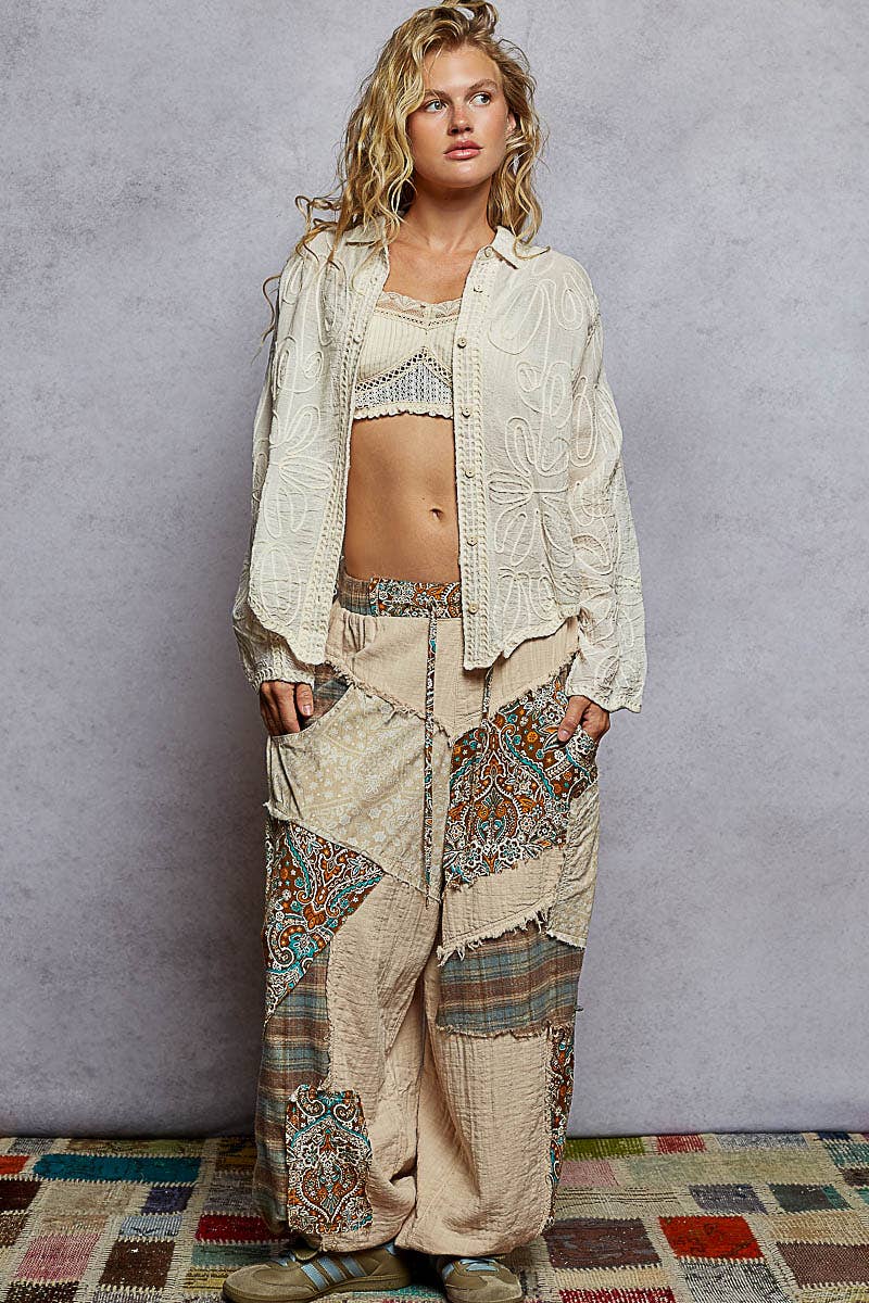 crochet embroidered floral shirt