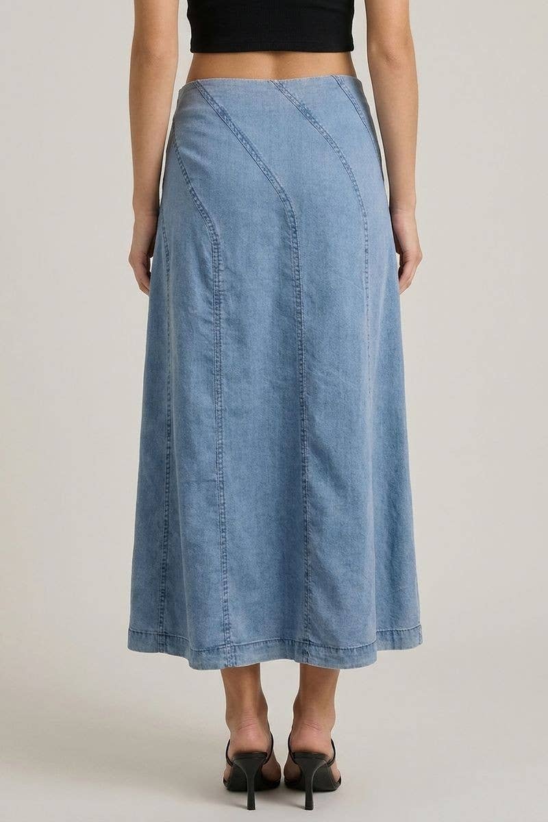 Denim Diagonal Detail Skirt