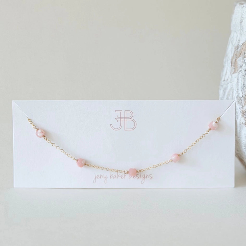 Maddie Pink Opal Bead Necklace