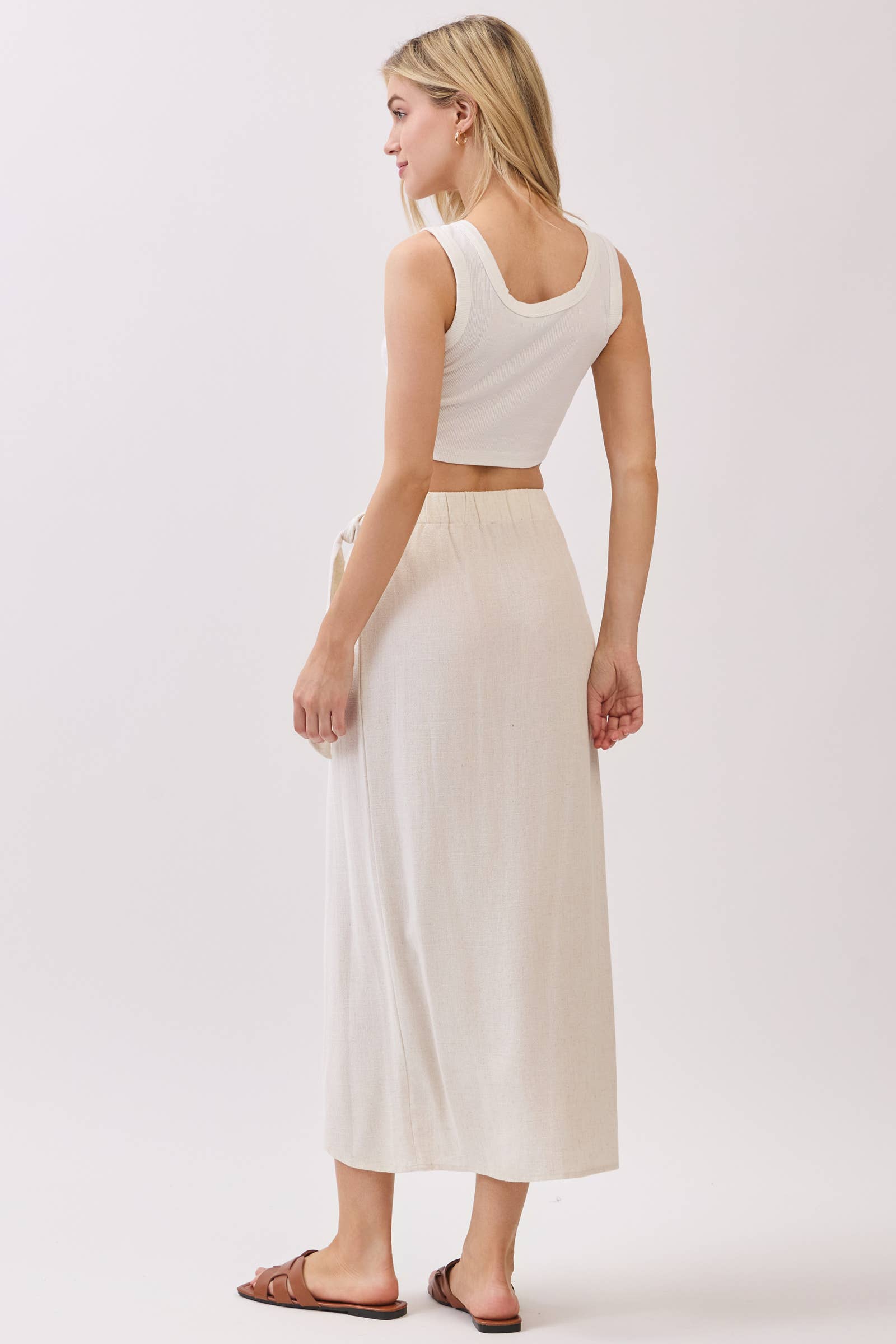 SIDE TIE WRAP MIDI SKIRT