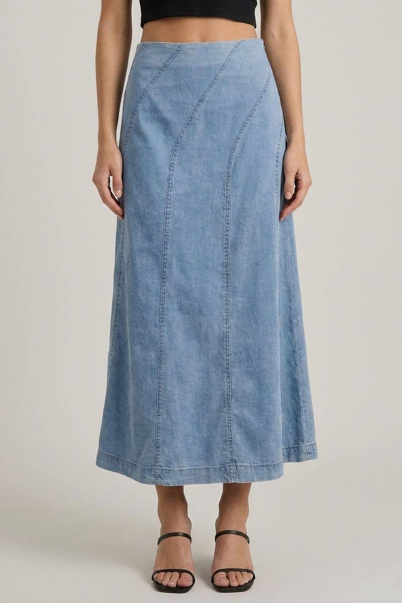 Denim Diagonal Detail Skirt