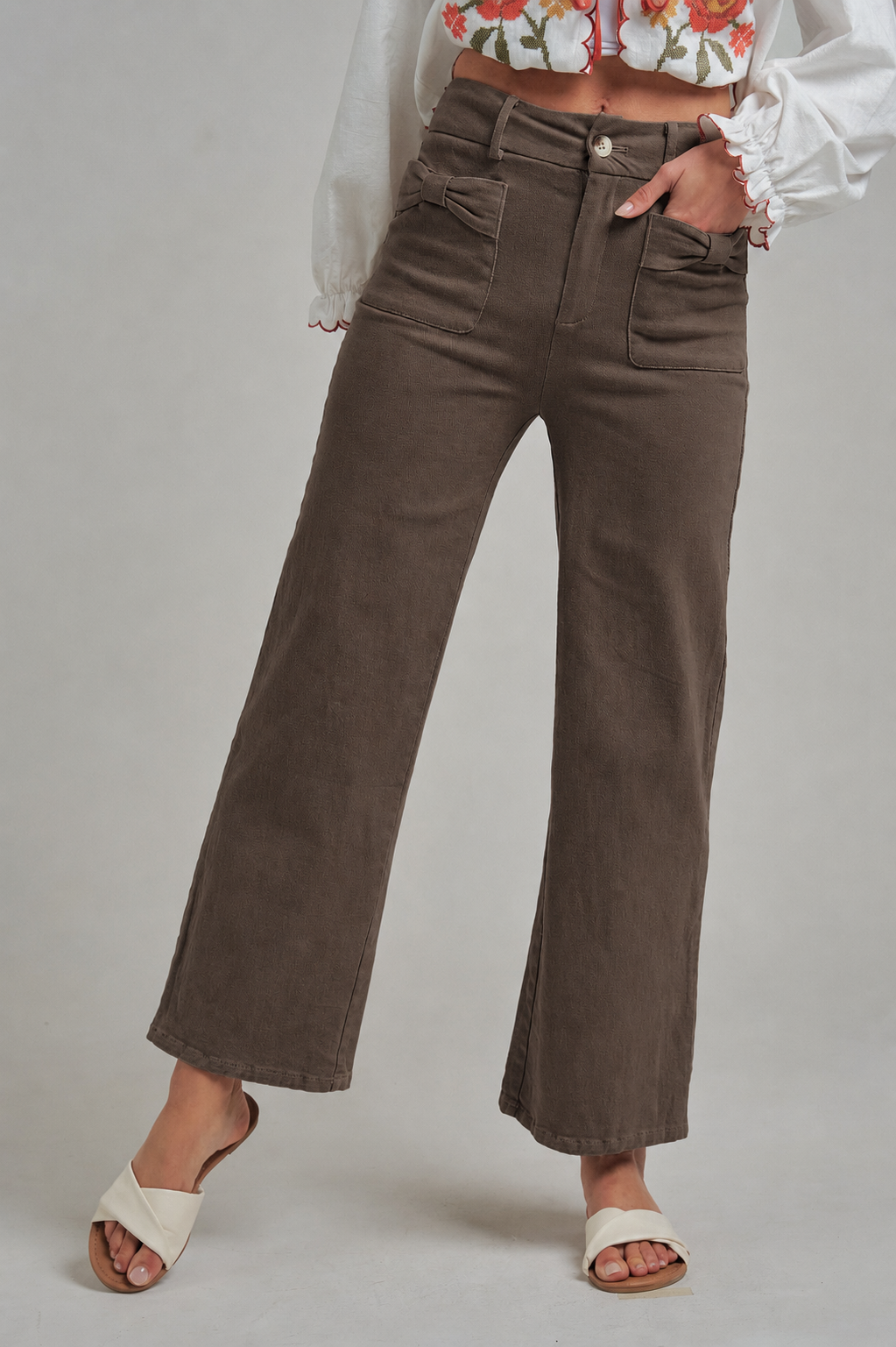 Chocolate Front Bow Detail Pant