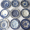 Mismatched Blue and White Plates Salad Side,