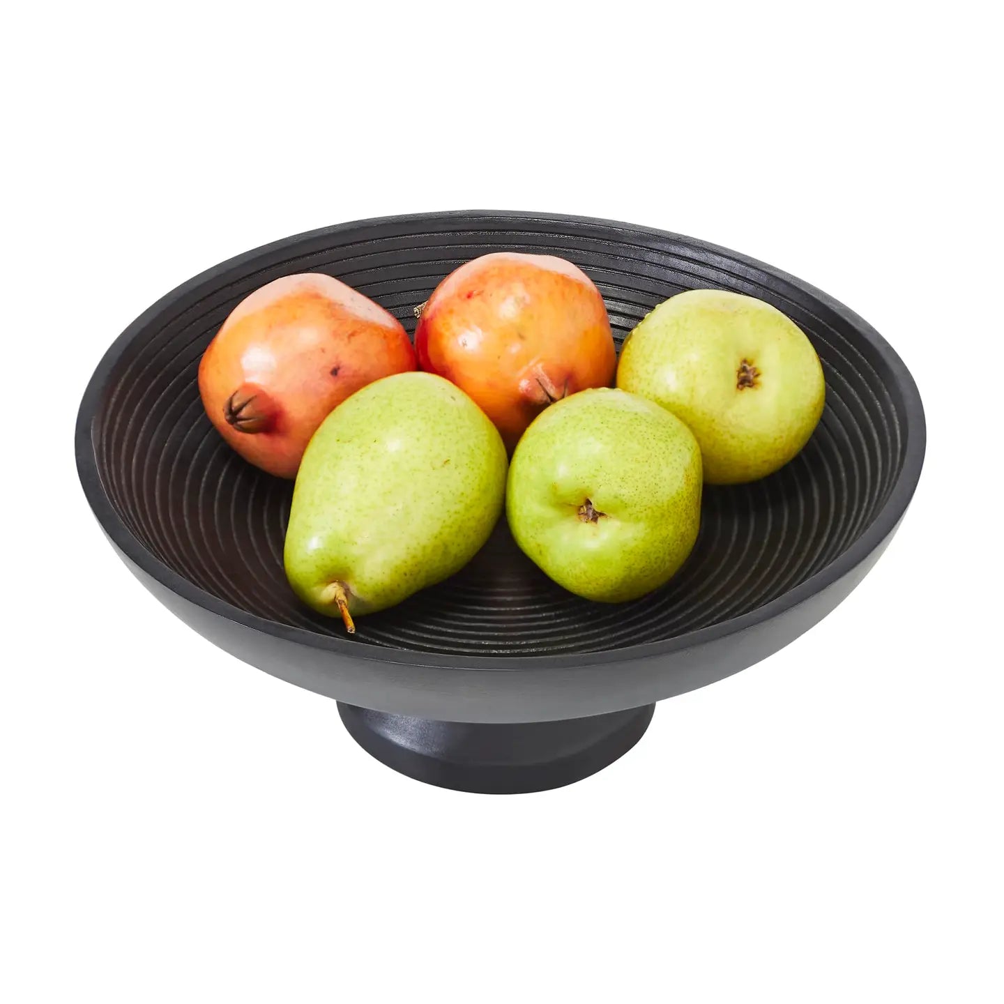Tropical Wood Ribbed Pedestal Bowl.