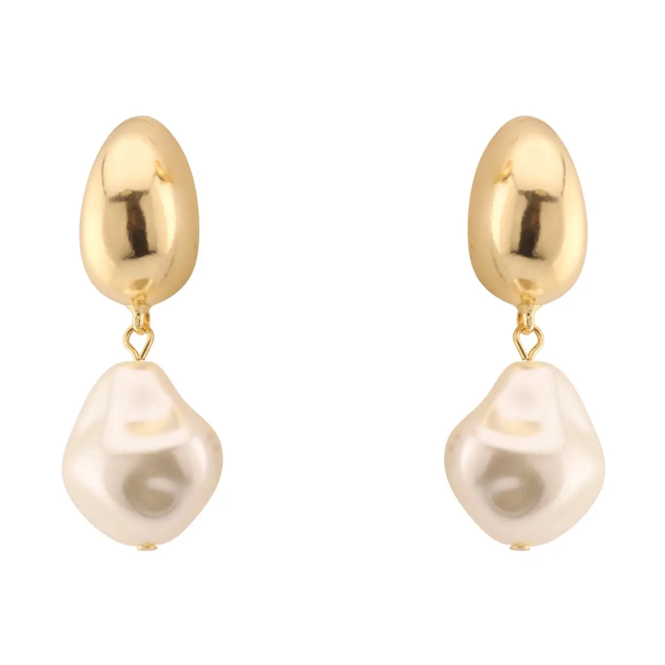 Gold Beaded with Freshwater Pearl 1" Earring