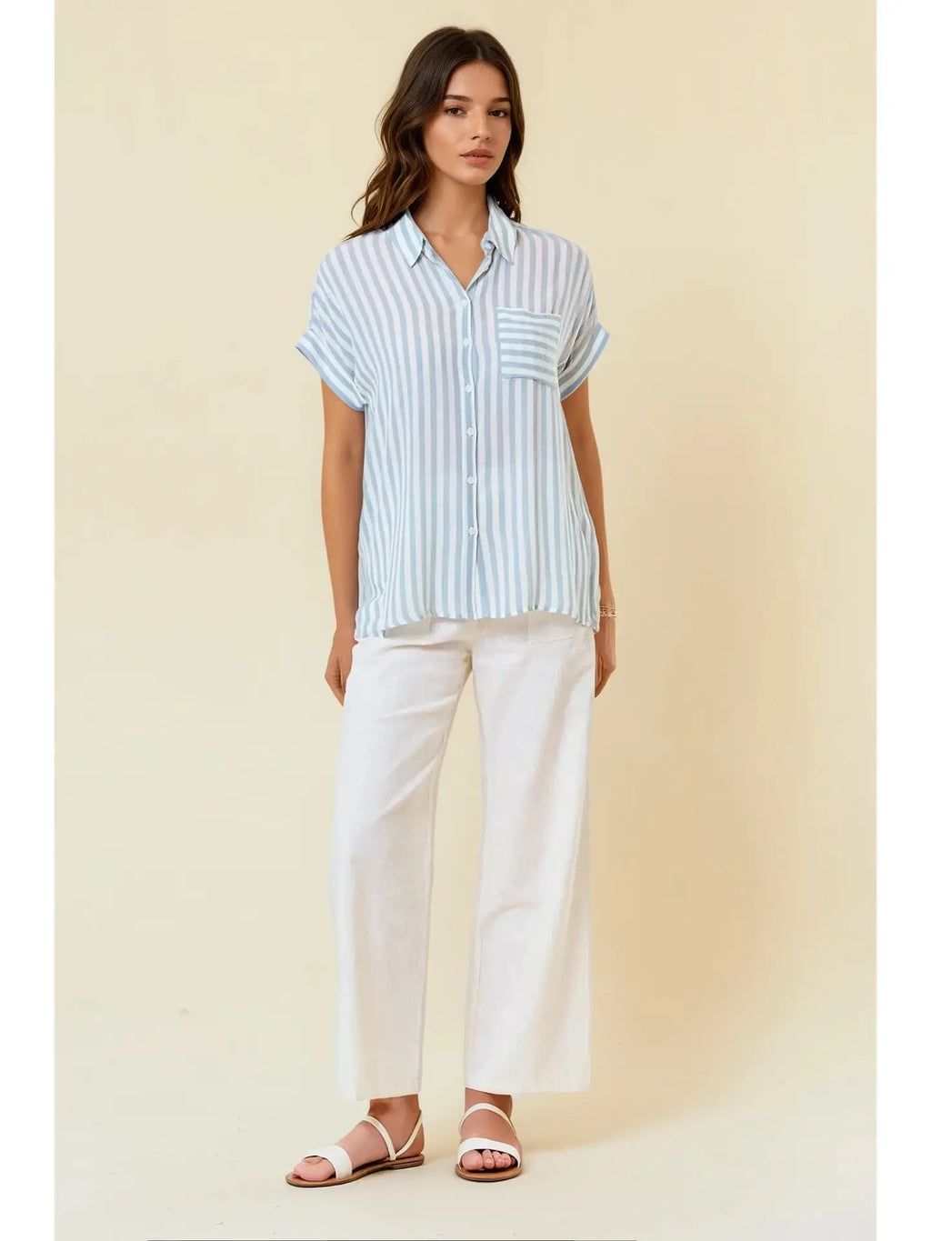 Blue/White Stripe Button-Down
