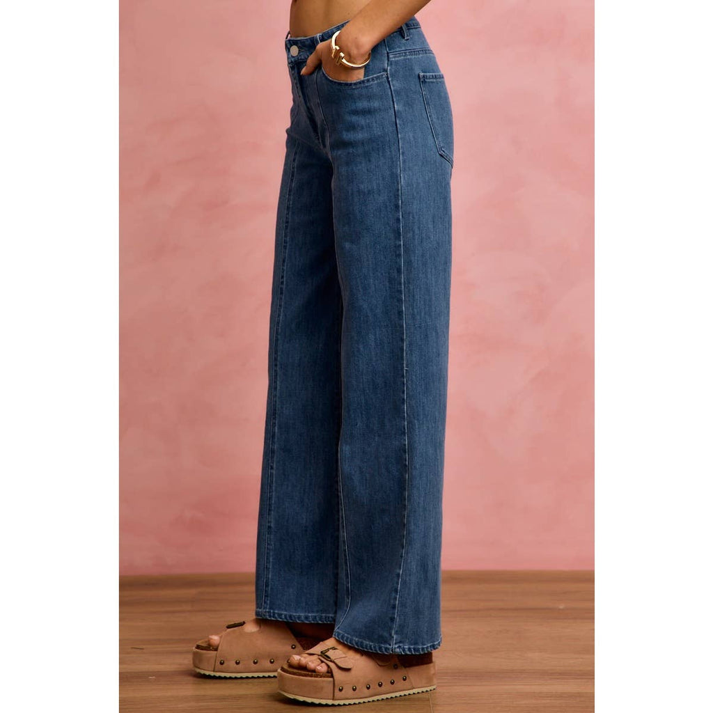 Seam Detail Stretch Mid Rise