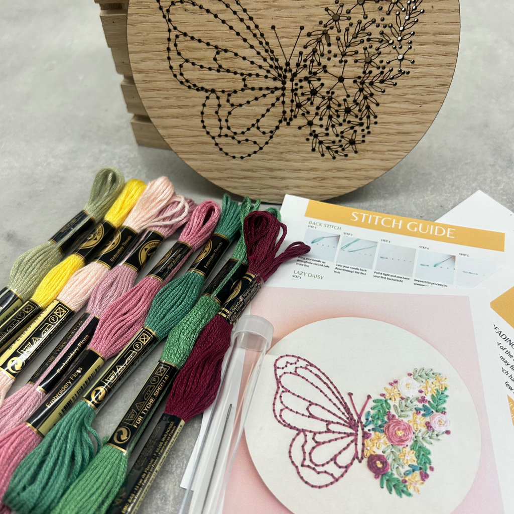 Floral Butterfly DIY Embroidery Kit