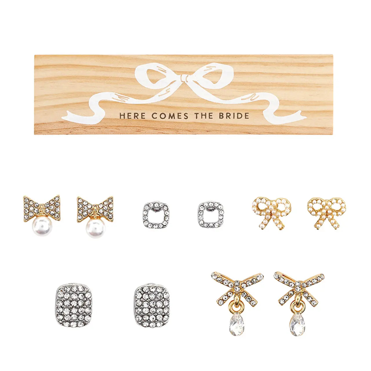 Here Comes the Bride Earring Set – 5 Pair Gift Set with Keepsake Box