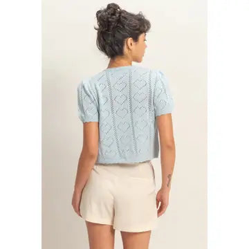 Ice Blue Pointelle Cardigan