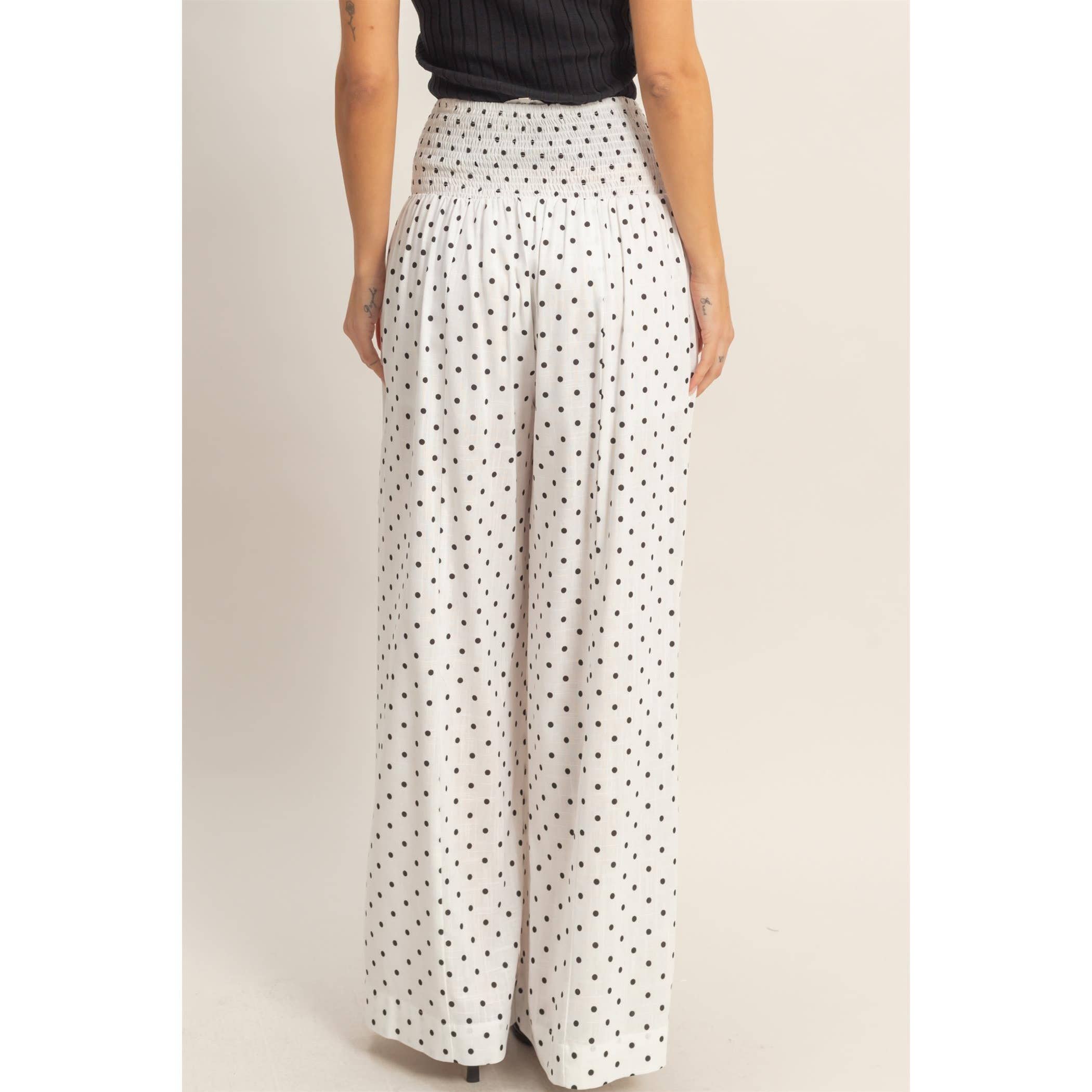 Polka Dot Wide-Leg Pants