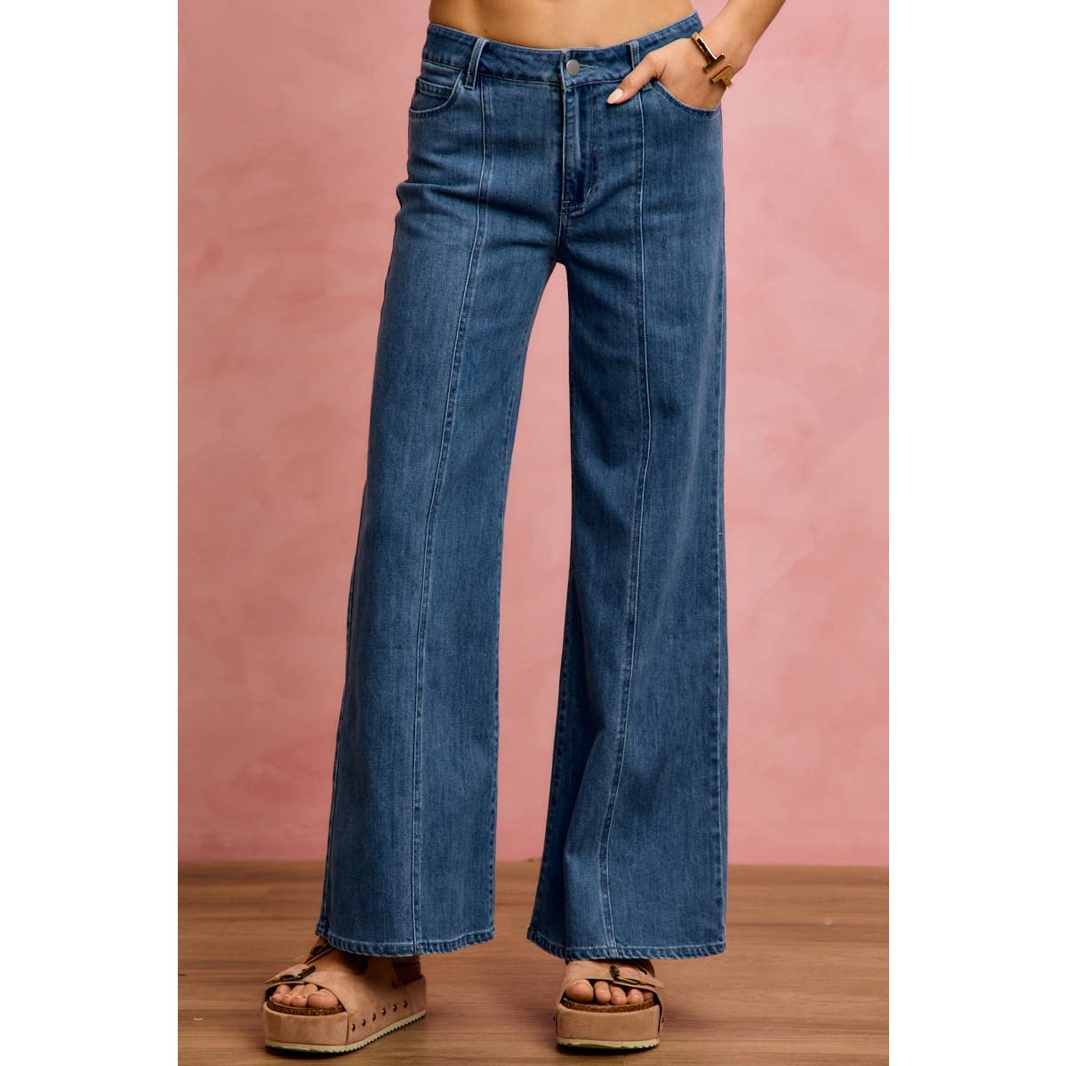 Seam Detail Stretch Mid Rise