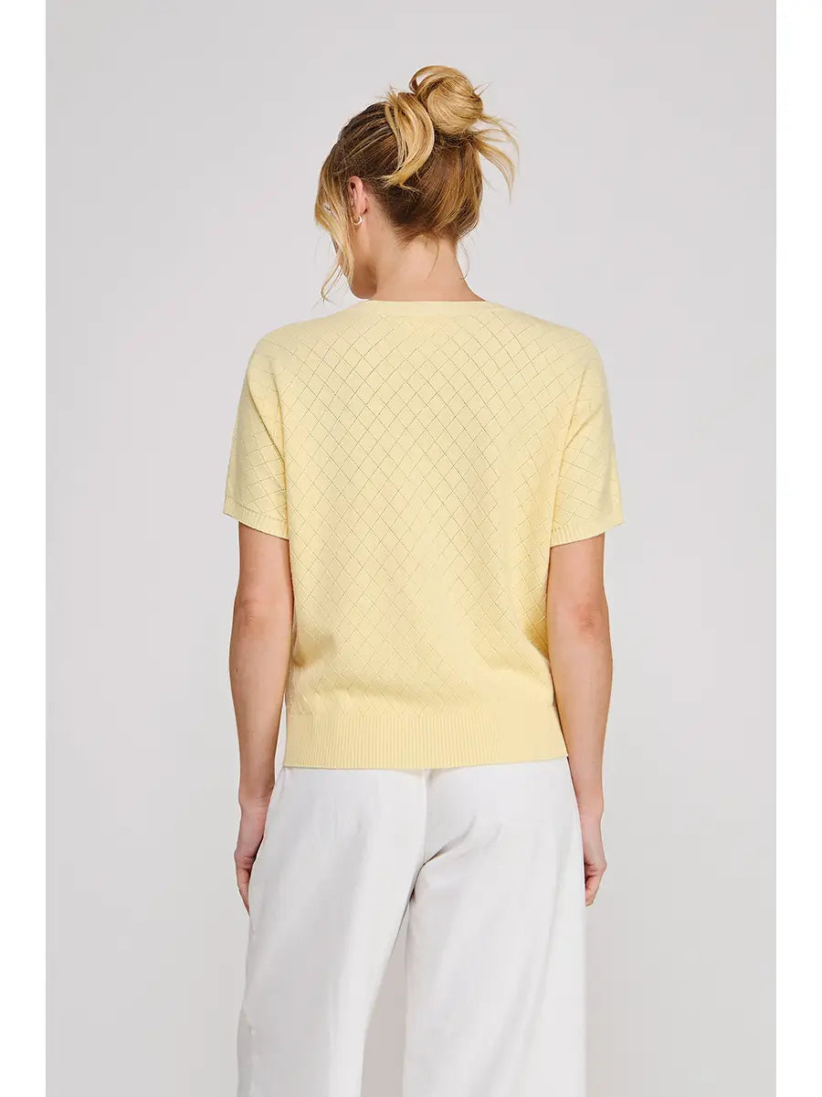 Yellow Argyle Pointelle Top