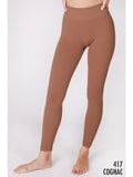 Ribbed High Waist Leggings-Cognac