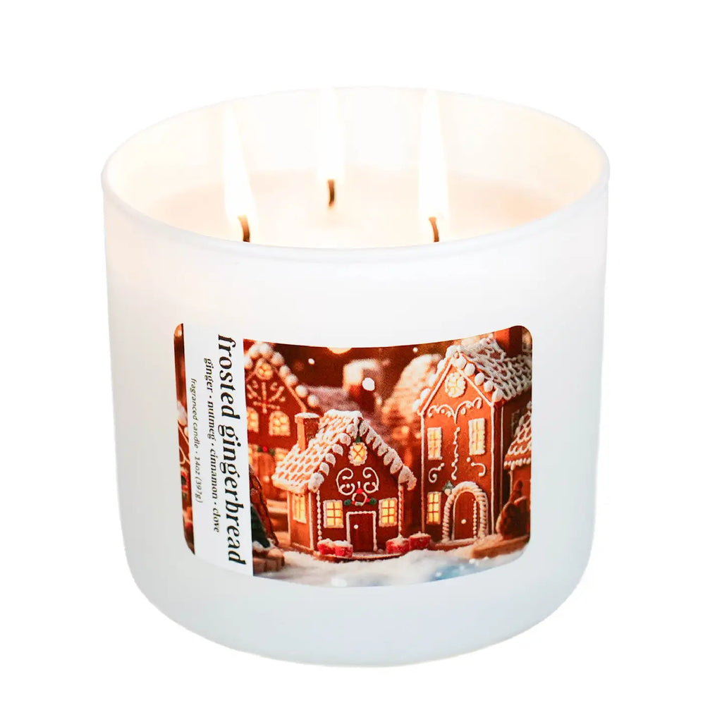 Frosted Gingerbread 3-Wick Jar Candle, Soy Blend Wax, 14oz