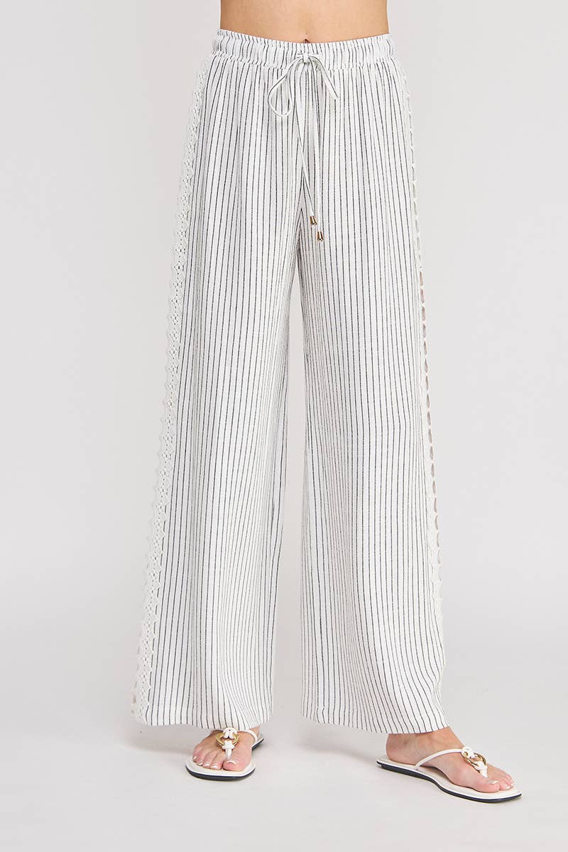 Soft Linen Elastic Tie Waist Pant