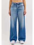 Folded Waistband Wide Leg Jean