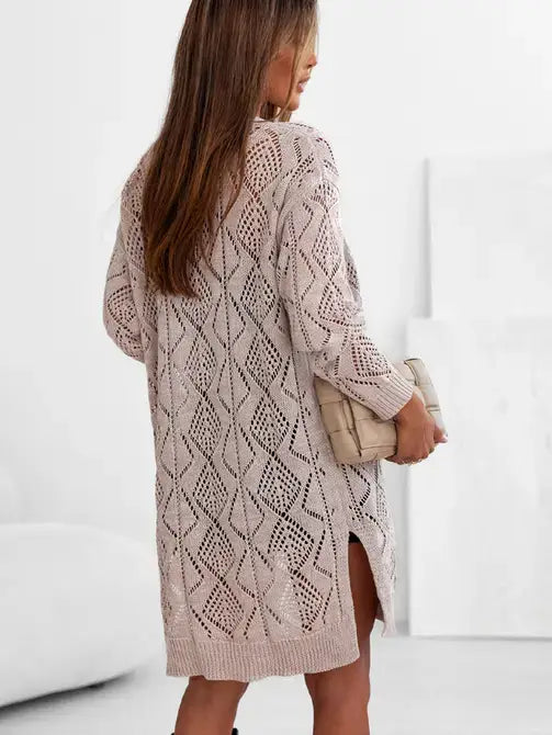 Openwork Knit Button Front Cardigan