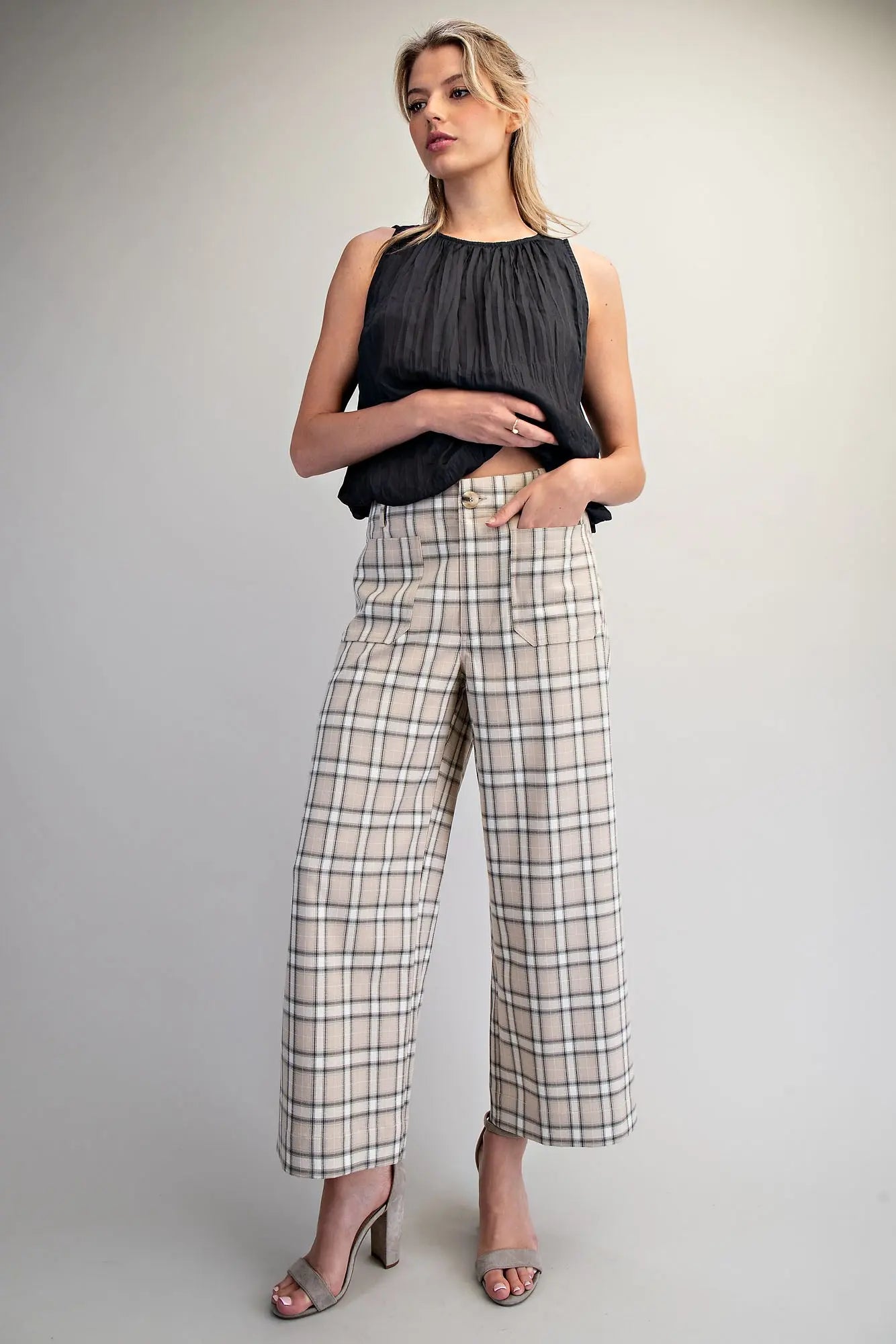Taupe Plaid Pant