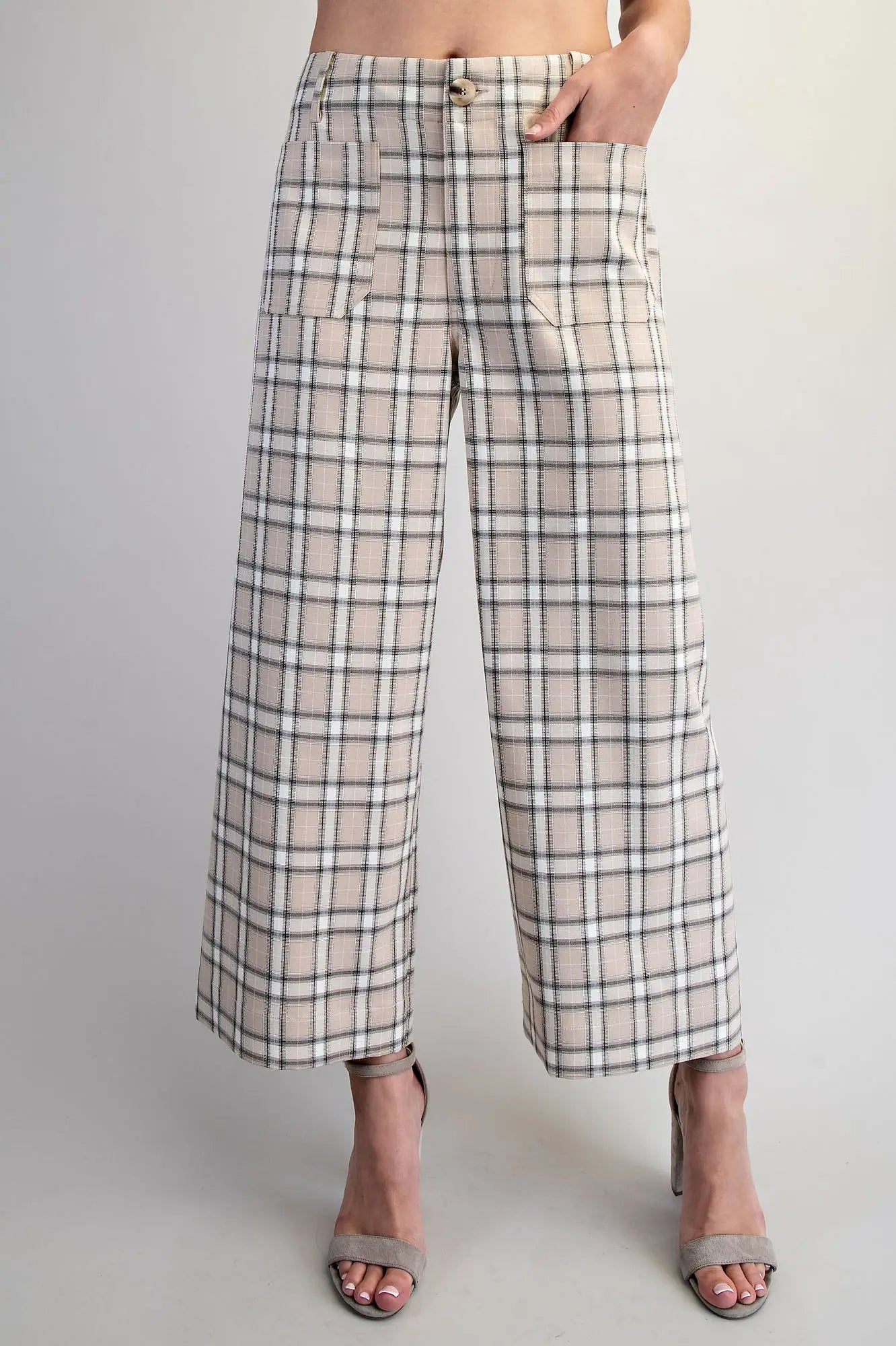 Taupe Plaid Pant
