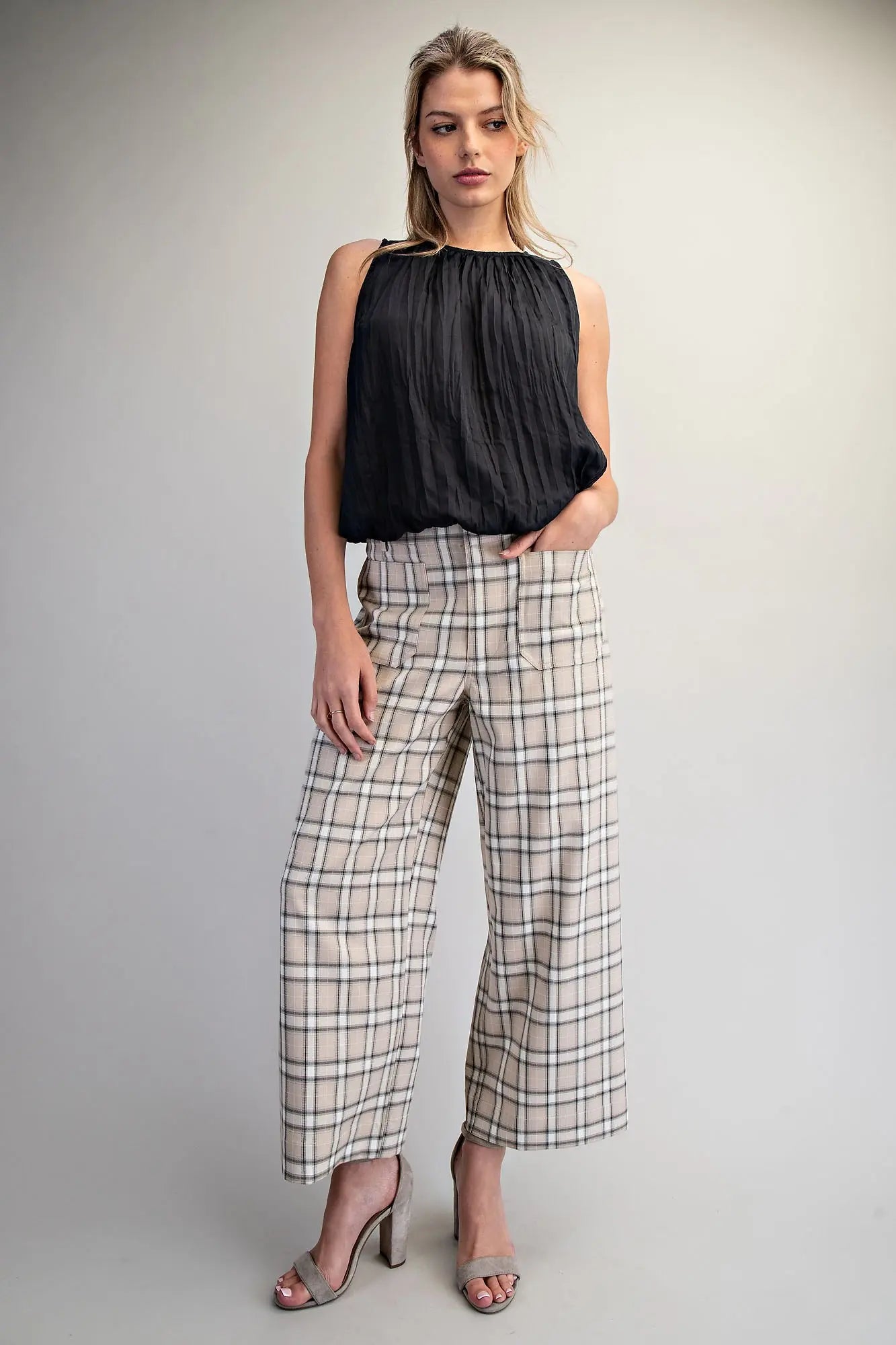 Taupe Plaid Pant