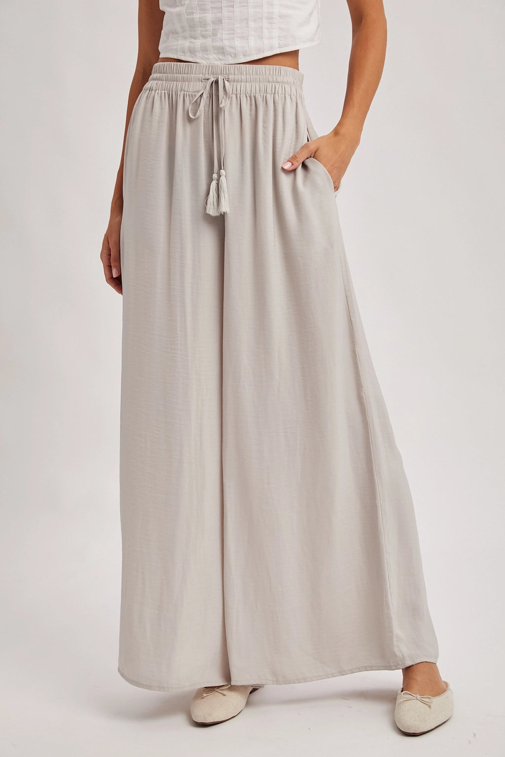 Silky Palazzo Pants – Dove