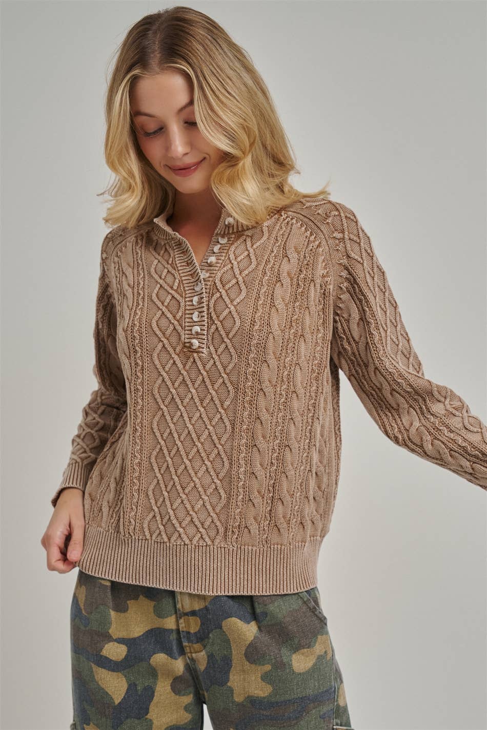 Mineral Washed Cable Knit