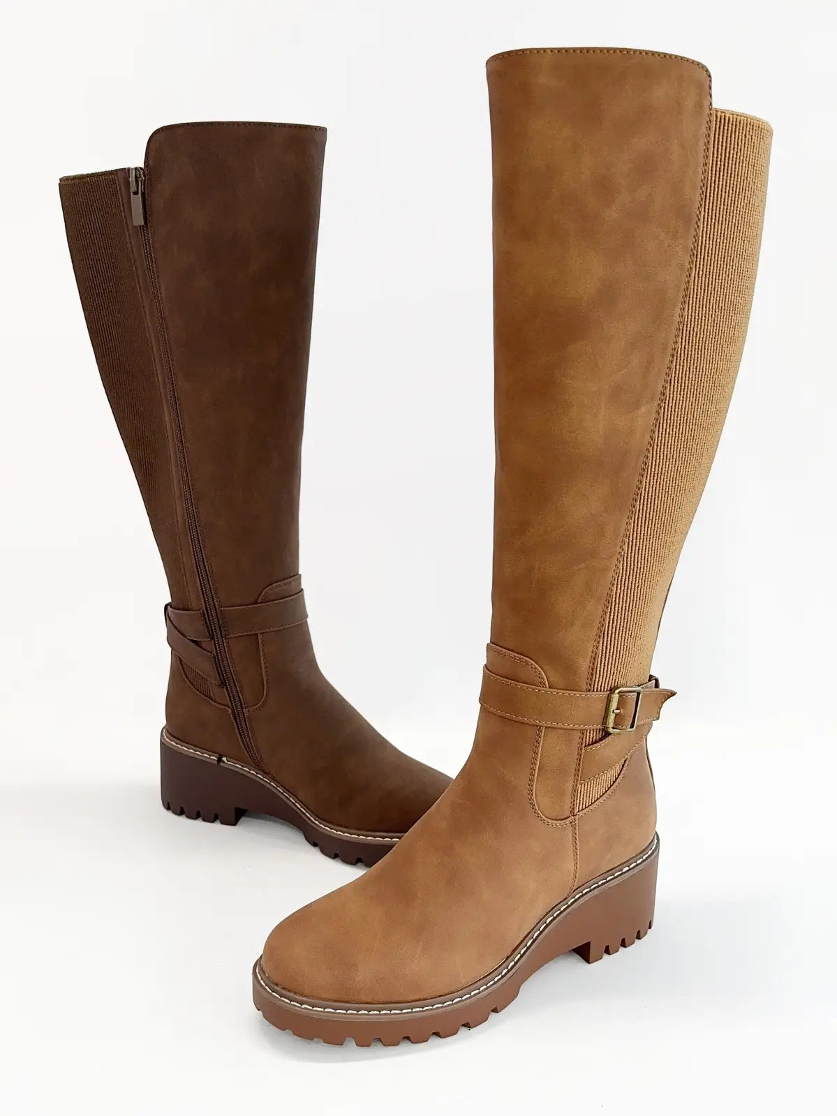 AGENDA-28 Elastic Back Panel Tall Riding Boots