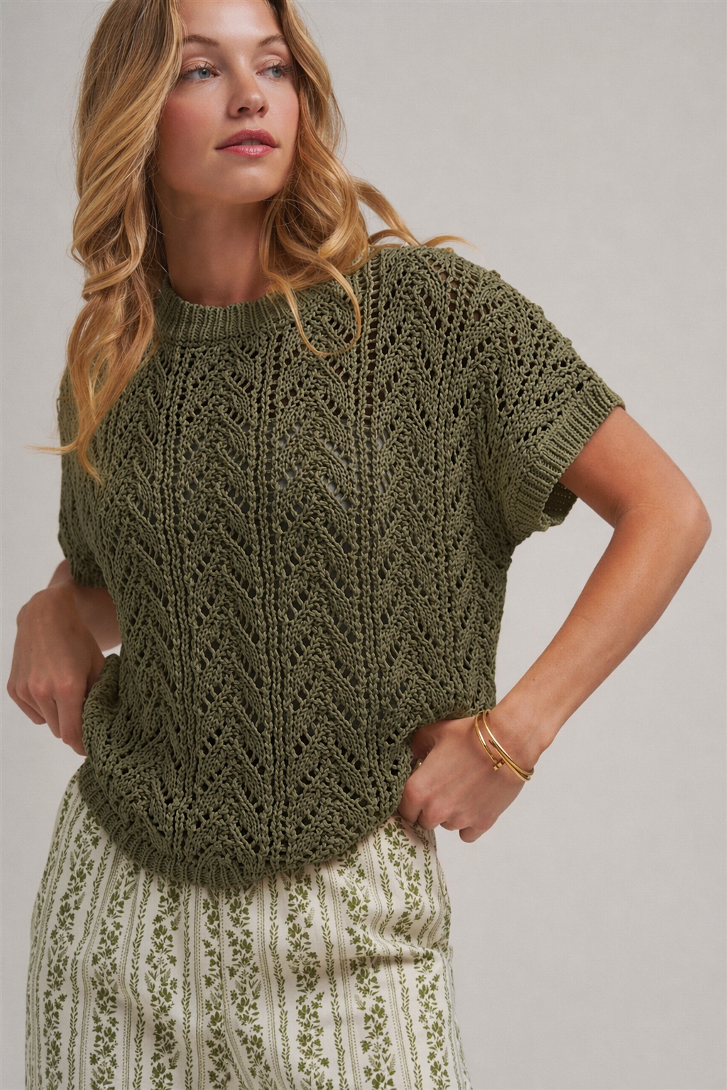 Olive Open Knit Sweater