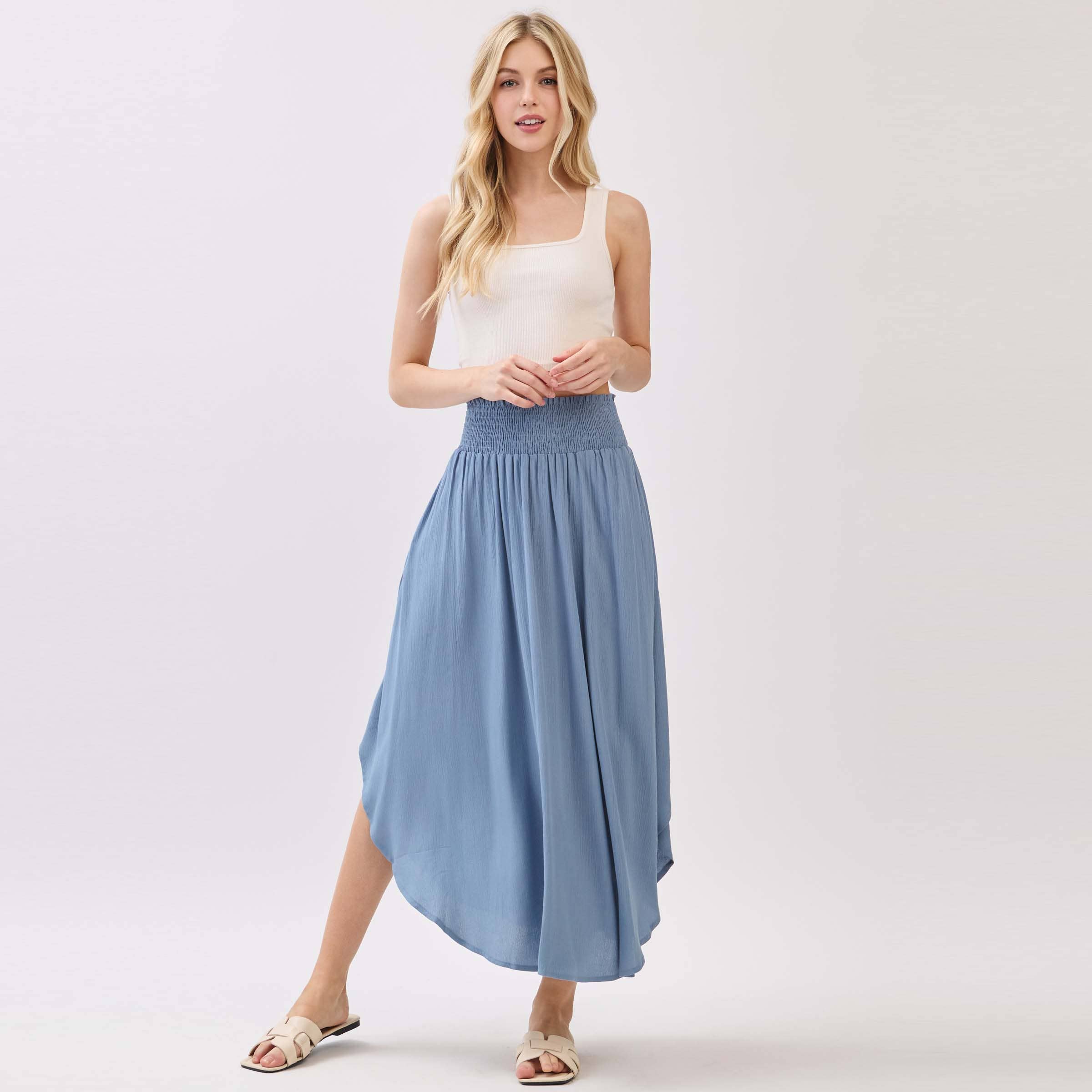 Light Shadow Blue Maxi Skirt