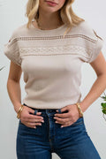 Lace Trim Crinkle Blouse