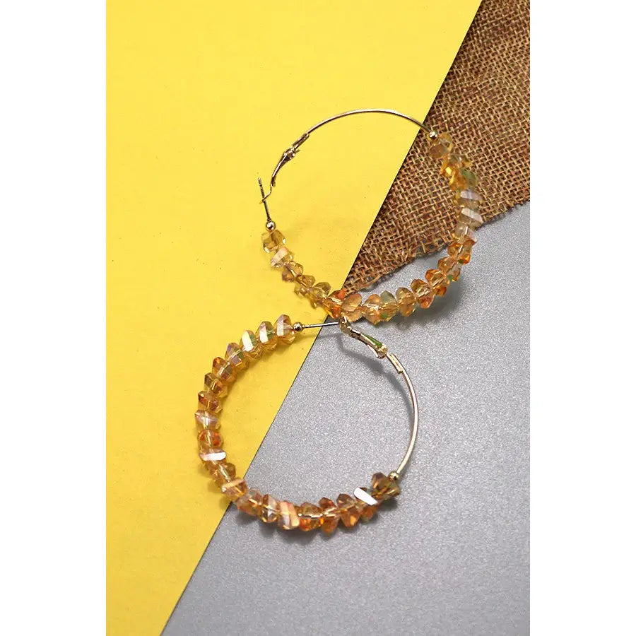 Triangular Glass Bead Hoop Earrings
