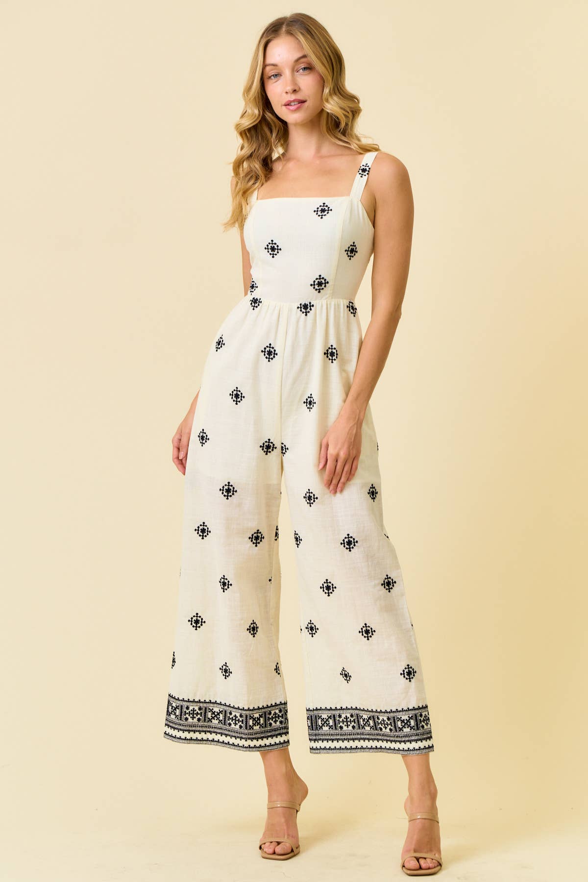 BORDER EMBROIDERED JUMPSUIT