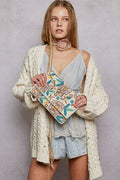 Floral Beaded Chain Strap Ivory Bag