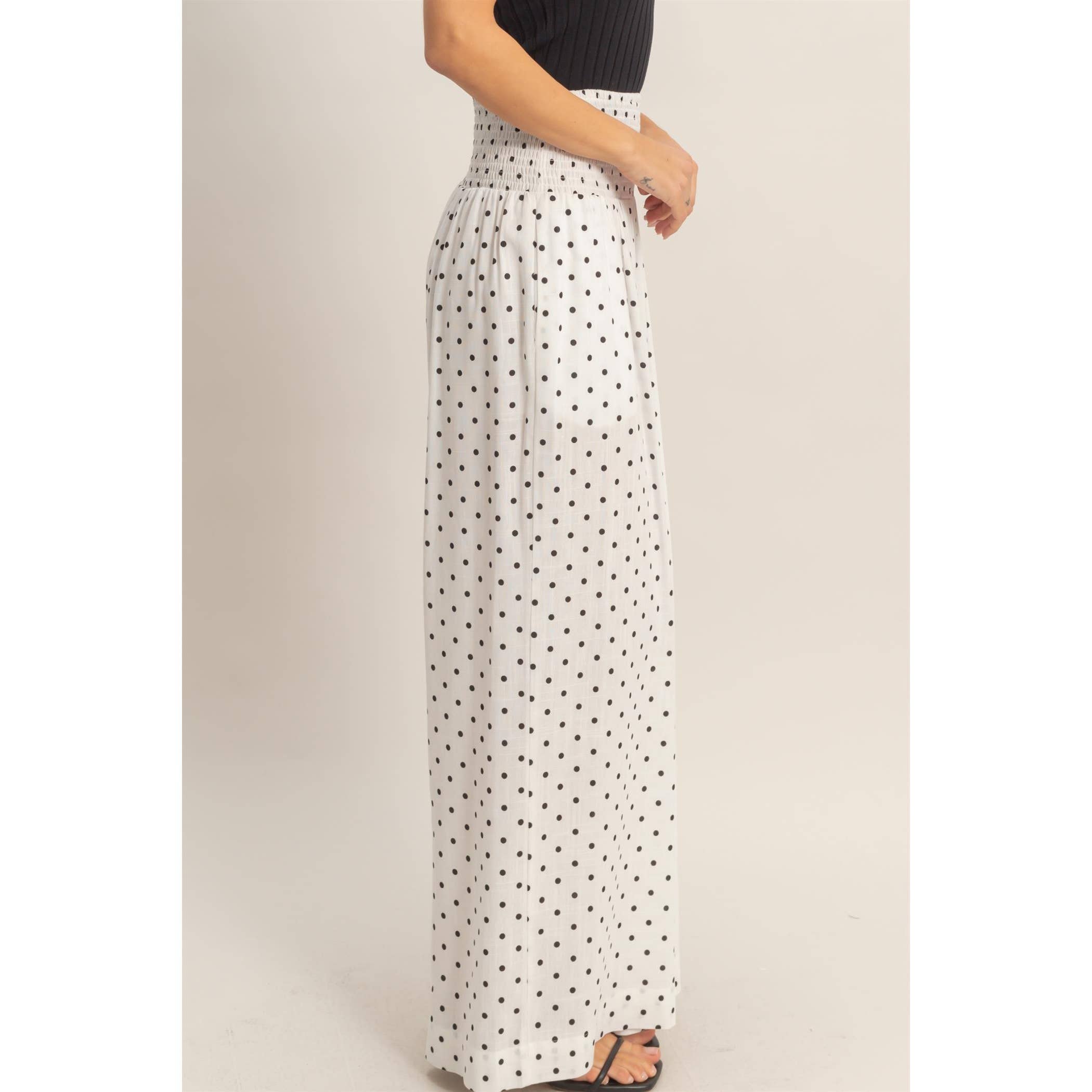 Polka Dot Wide-Leg Pants